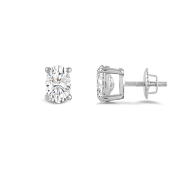 White Cubic Zirconia 14k White Gold Studs With Velvet Gift Box 1.00ctw