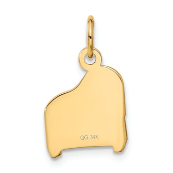 14k Yellow Gold Textured Piano Pendant