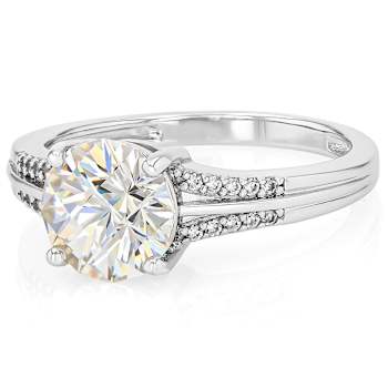 Diamond Simulant Castle Cut And White Zircon Ring In Platinum Over
Sterling Silver 3.49ctw