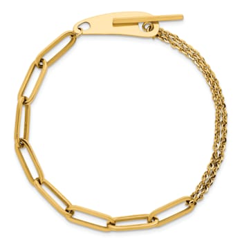 14K Yellow Gold Mixed Link 7.5 inch Toggle Bracelet