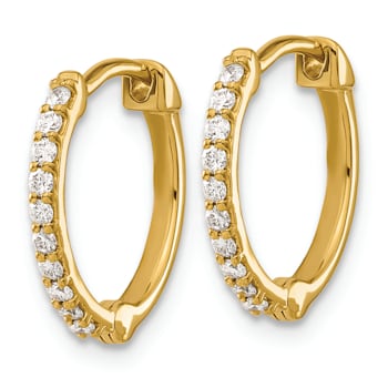 14K Yellow Gold Lab Grown Diamond Hoop Earrings