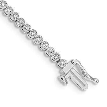 Rhodium Over 10k White Gold Diamond Tennis Bracelet