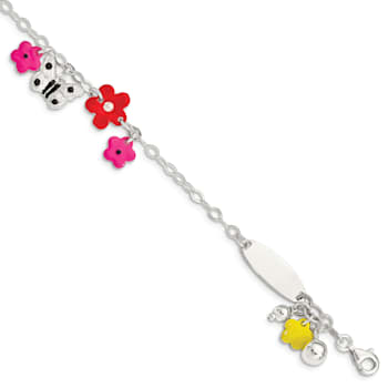 Sterling Silver Enameled Floral Butterfly with 1-inch Extensions
Children's ID Bracelet
