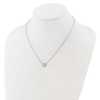 Rhodium Over 14K White Gold Lab Grown Diamond Halo Oval 18 Inch Necklace 0.68ctw
