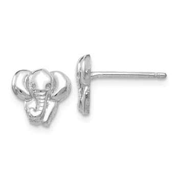 Rhodium Over 14k White Gold Elephant Earrings