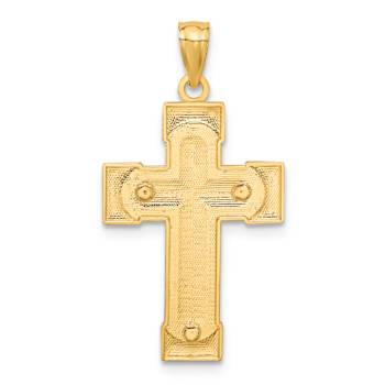 14k Two-tone Gold Textured Crucifix Pendant