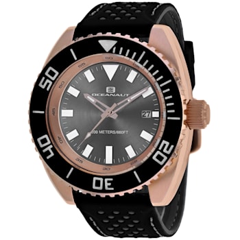 Oceanaut Men's Submersion Gray Dial, Rose Bezel, Black Rubber Strap Watch
