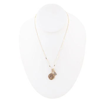 Barse Labradorite Leo Charm Necklace In Bronze
