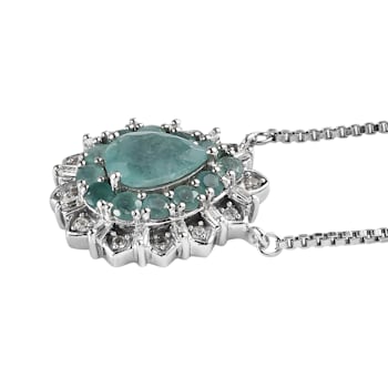 Sterling Silver Mixed Grandidierite and White Zircon Necklace 2.76ctw