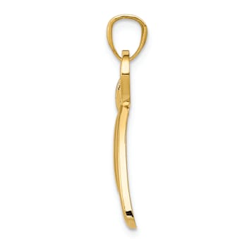 14k Yellow Gold Polished Ribbon Bow Pendant