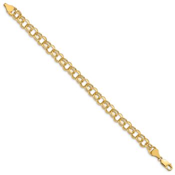 14k Yellow Gold 8mm Double Link Charm Bracelet
