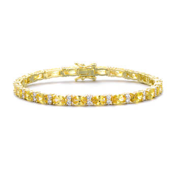 Citrine Color CZ Tennis Bracelet In 14K Gold Over Sterling Silver