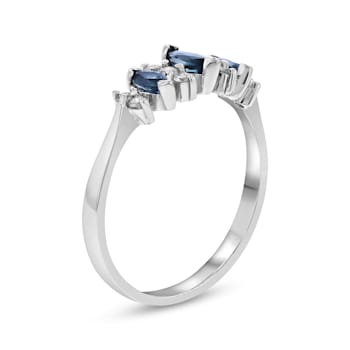0.55ctw Marquise Sapphire and Diamond Ring in 14k White Gold