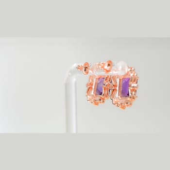 Amethyst and CZ 4.51 Ctw Octagon 18K Rose Gold Over Sterling Silver
Center Design Earrings Jewelry