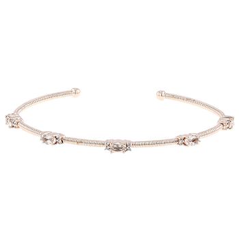 Morganite And White Zircon Cuff Bracelet In 18K Rose Gold Over Sterling
Silver 1.06ctw