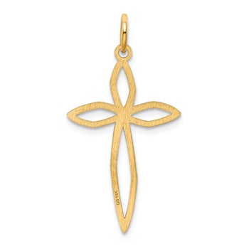 14k Yellow Gold Laser Designed Passion Cross Pendant