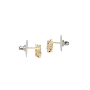 White Cubic Zirconia 18k Yellow Gold Over Sterling Silver Stud Earrings 3.02ctw