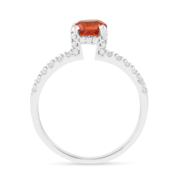 Peach Orange Lab Created Padparadscha Sapphire Round Rhodium Over
Sterling Silver Solitaire Ring