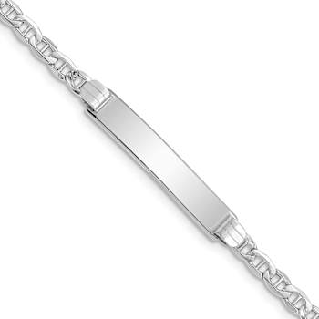 Rhodium Over 14k White Gold Mariner Link ID Bracelet
