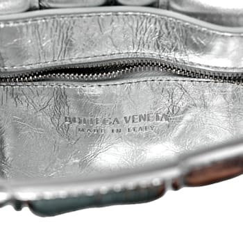Bottega Veneta Padded Cassette Metallic Silver Lambskin Crossbody Bag