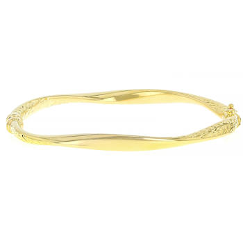 Polished Diamond-Cut Twist Bangle In 10K Gold