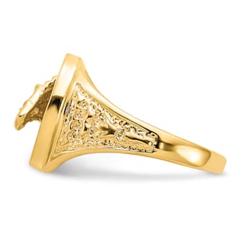 10K Yellow Gold Polished Horseshoe with Horse in Center Ring