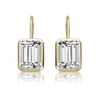 CZ Baguette Drop Earrings In 14K Gold Over Sterling Silver