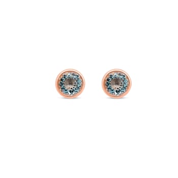Aquamarine Round 18K Rose Gold Over Sterling Silver Women's Button
Earrings, 1.41ctw