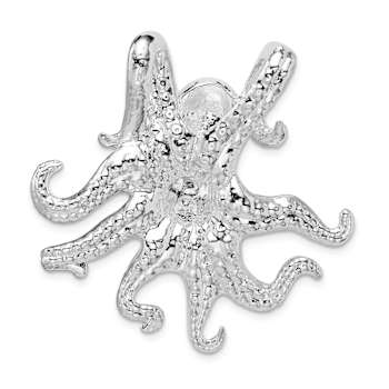Rhodium Over Sterling Silver Polished Octopus Slide Pendant