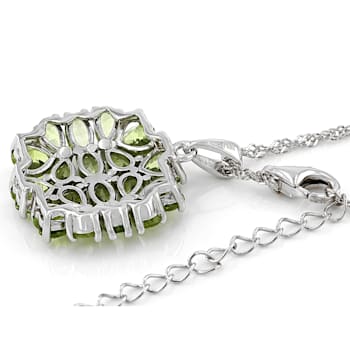 Green Peridot Rhodium Over Sterling Silver Pendant With Chain 5.49ctw