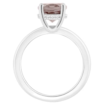 10x8mm Oval Rose Quartz With Diamond Accents Rhodium Over Sterling
Silver Hidden Halo Ring