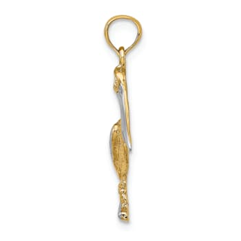 14k Yellow Gold and Rhodium Over 14k Yellow Gold Textured Standing
Pelican Charm