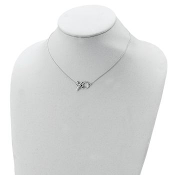 Sterling Silver Polished XO with 2-inch Extension Necklace