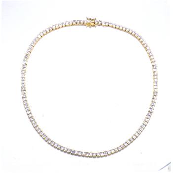Classic CZ Tennis Necklace In 14K Gold Over Sterling Silver 16 Inch