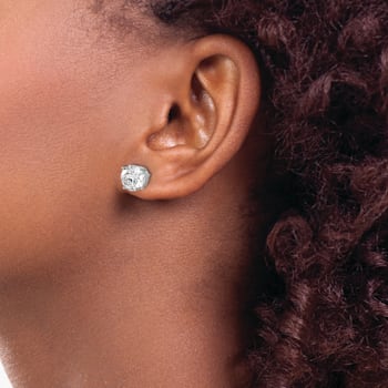 Rhodium Over 14K White Gold 4ct. 8.0mm Round G H I True Light Moissanite
Screwback Earrings