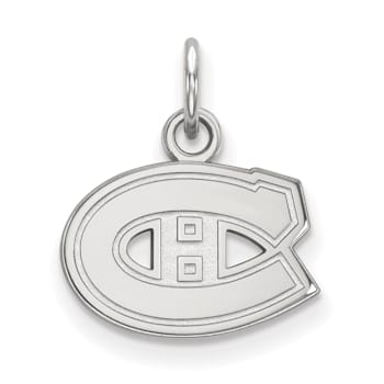 Rhodium Over Sterling Silver NHL LogoArt Montreal Canadiens Extra Small Pendant