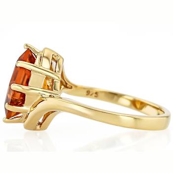 Citrine Square Bypass Solitaire Ring In 18K Gold Over Sterling Silver 2.80ct