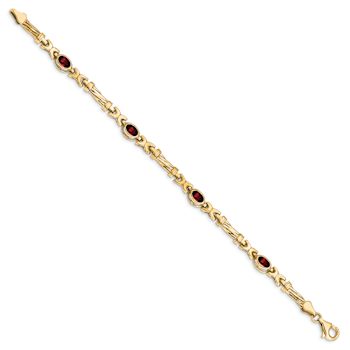 10k Yellow Gold Garnet 4 Stone Bracelet