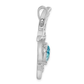 Rhodium Over Sterling Silver Polished Crystal Hummingbird Pendant