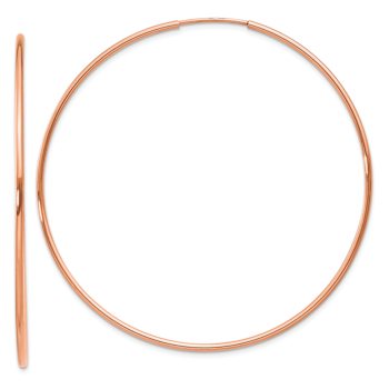 14k Rose Gold 2 1/8" Polished Endless Hoop Earrings