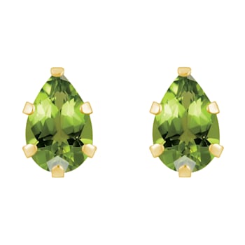 6x4mm Pear Shape Peridot 10k Yellow Gold Stud Earrings