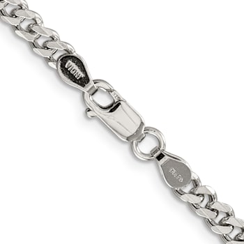 Rhodium Over Sterling Silver 4.5mm Curb Chain Necklace