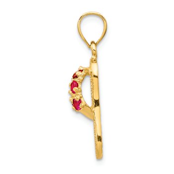 14k Yellow Gold Cubic Zirconia January Birthstone Flip Flop Pendant