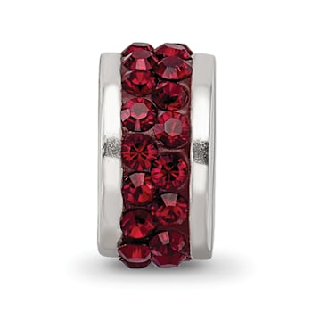 Sterling Silver Reflections Dark Maroon Double Row Preciosa Crystal Bead