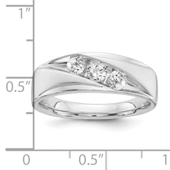 Rhodium Over 14K Gold Lab Grown Diamond SI1/SI2, G H I, Men's 3-stone Band