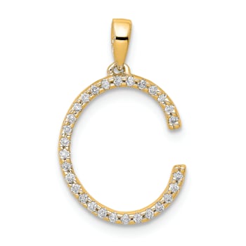 14K Yellow Gold Diamond Letter C Initial Pendant