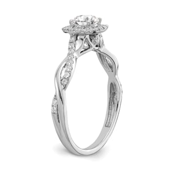 Rhodium Over 14K White Gold Eternal Promise Lab Grown Diamond Halo Ring 0.62ctw