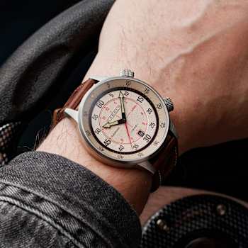 Cadola Rally Timer Tan Dial White Bezel Brown Stainless Steel Band
Automatic Watch