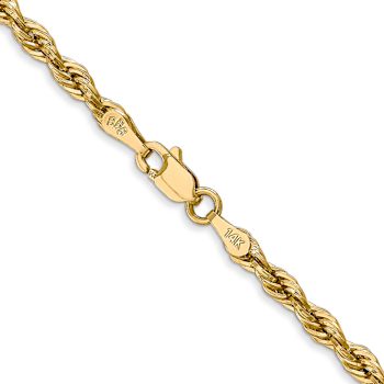 14k Yellow Gold 3mm Rope Link 26 Inch Chain
