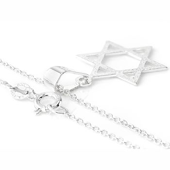 Diamond Cut Star Of David Pendant Necklace In Sterling Silver 18 Inch